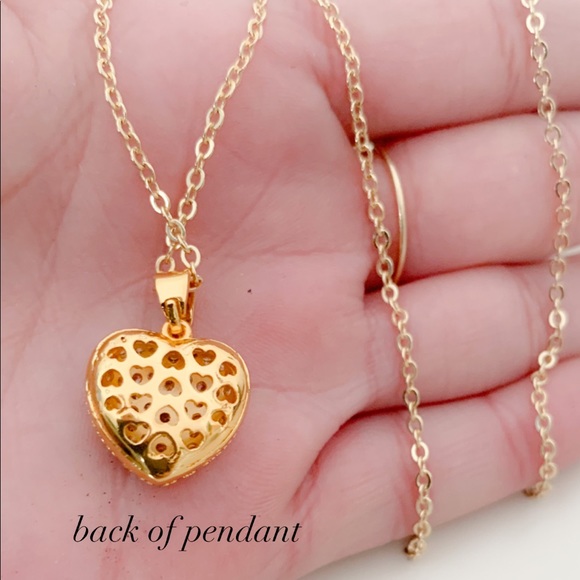 🎉HP🎉Micro Paved Puffed Heart Necklace | 14k Gold Filled - Picture 7 of 8